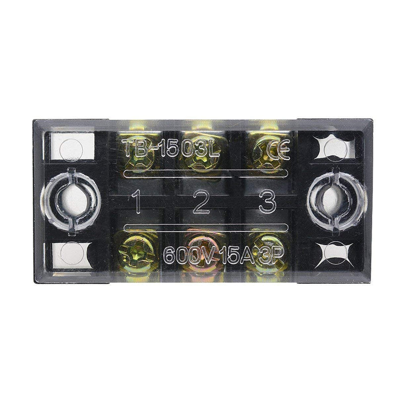 Luomorgo TB-1503 3 Position Double Row Screw Terminal Strip and 600V 15A Double Rows Covered Barrier Screw 10pcs