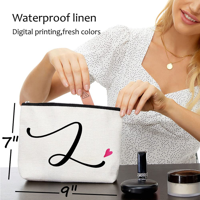 L Initial Monogram Personalized Travel Makeup Bag,Cosmetic Bag Pencil Pouch Gifts with Zipper Waterproof(Makeup bag-Letter L)