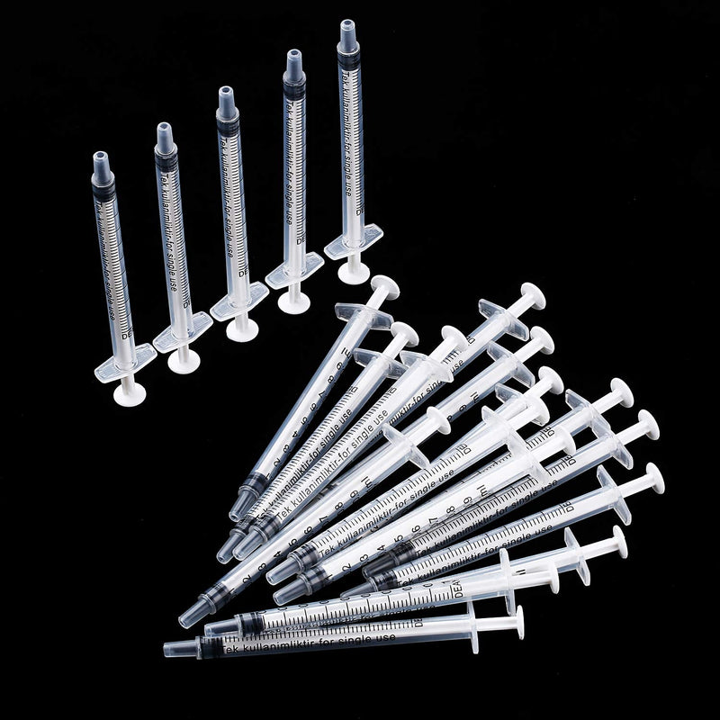 20 Packs Plastic Syringe with Measurement, Suitable for Measuring, Watering, Refilling (1 ml) 1 ml