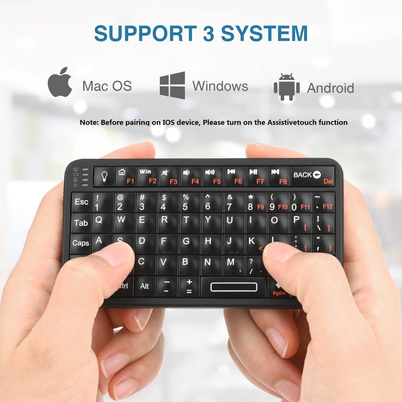 Rii Mini Bluetooth Keyboard with Backlit,Built in Rechargeable Battery for Handhelds Running Android,iOS,Windows Mobile Pocket PCs,Mac OS, Linux and PS3-BLACK