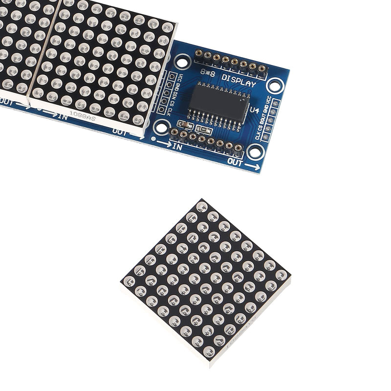 ALAMSCN MAX7219 Dot Matrix Module 32x8 4 in 1 LED Display Modules for Arduino Raspberry Pi Microcontroller with 5Pin Wires Red (Pack of 2)