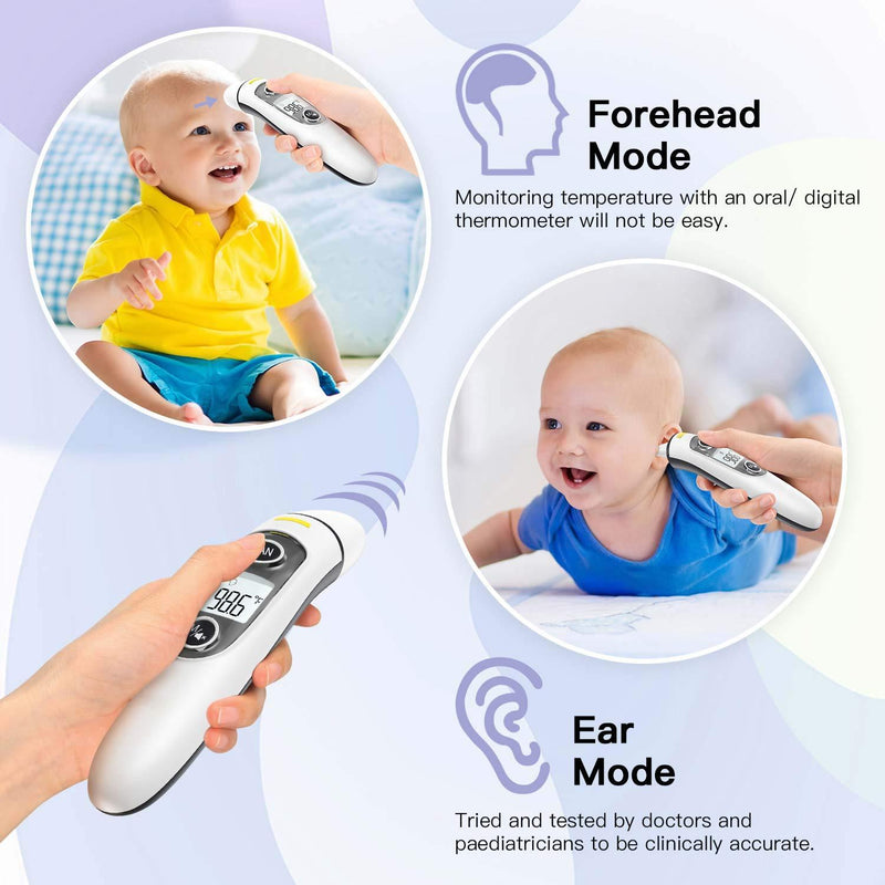 Goodbaby Baby Thermometer, Forehead and Ear Thermometer with Fever Alarm and Memory Function, Ideal for Babies, Adults, Indoor, and Outdoor Use