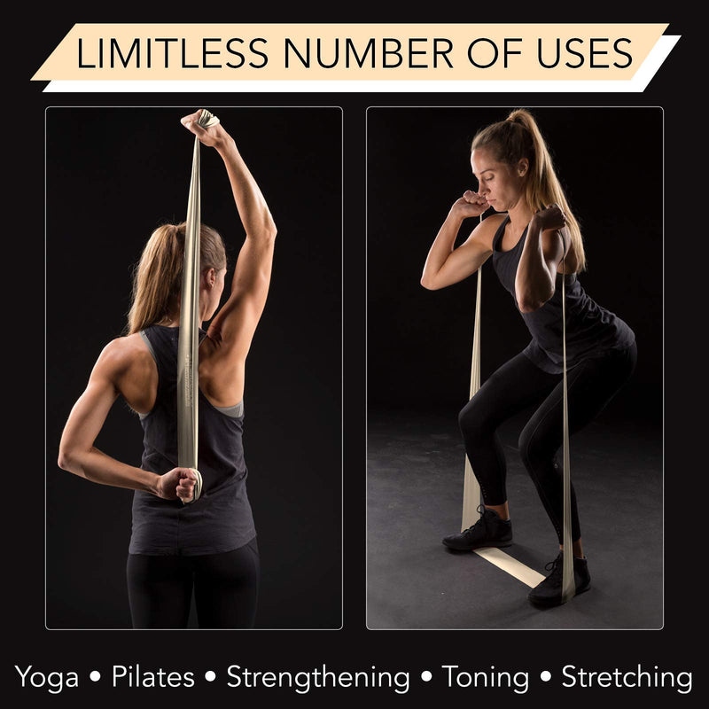 THERABAND Resistance Bands, 6 Yard Roll Professional Latex Elastic Band For Upper Body, Lower Body, & Core Exercise, Physical Therapy, Pilates, Home Workouts, & Rehab, Tan, Extra Thin Beginner Level 1