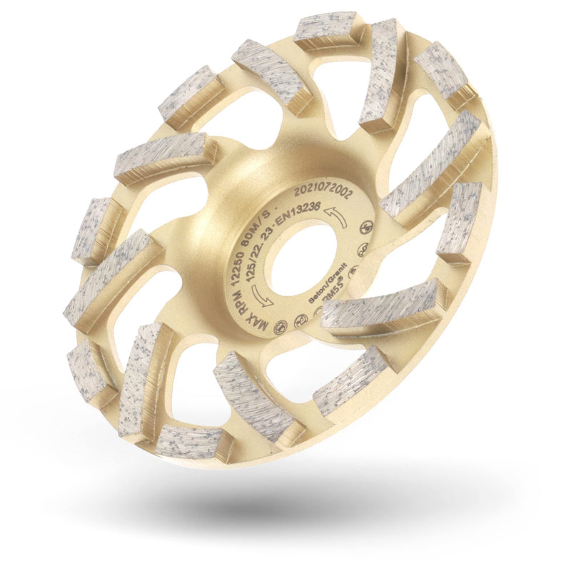 PRODIAMANT diamond cup wheel 125 mm x 22.2 mm Turbo ST81 diamond grinding wheel concrete natural stone professional quality 125 / 22.23 mm