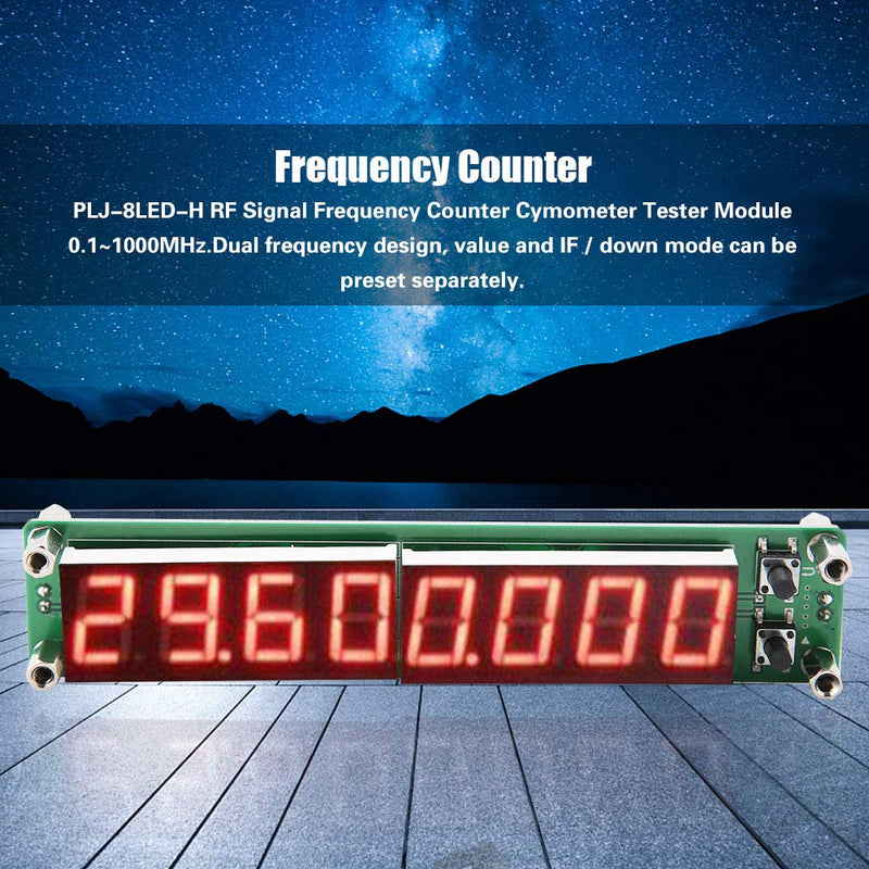 PLJ-8LED-H RF Signal Frequency Counter Cymometer Tester Module 0.1~1000MHz (Backlit Font red)