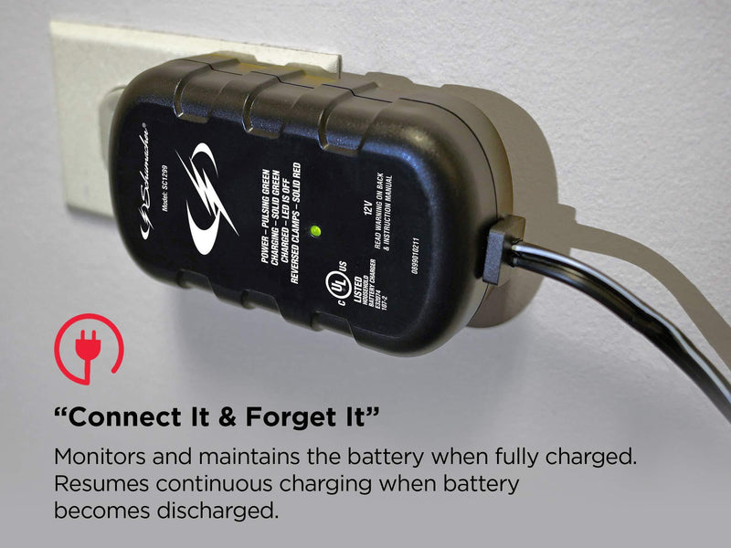 Schumacher Fully Automatic Direct Wall-Plug Battery Maintainer - 800mAh, 12V - For Car, Motorcycle, Lawn Tractor, Power Sport, Marine Batteries .8A 12V Maintainer