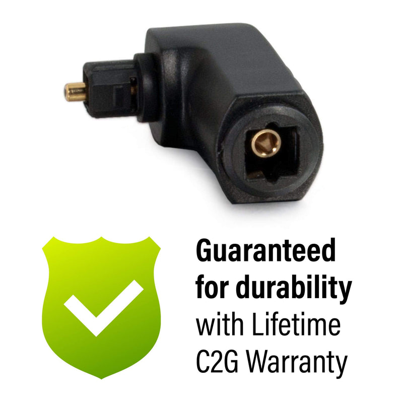 C2G 90Âº Optical Audio Cable Adapter - Right Angle Adapter Rotates 360Âº For Connecting Toslink Optical Cables In Tight Spaces - Gold Plated Plugs With Strong Outer Shell For Durability - 40016, Black, 2 x 3 x 1 inches