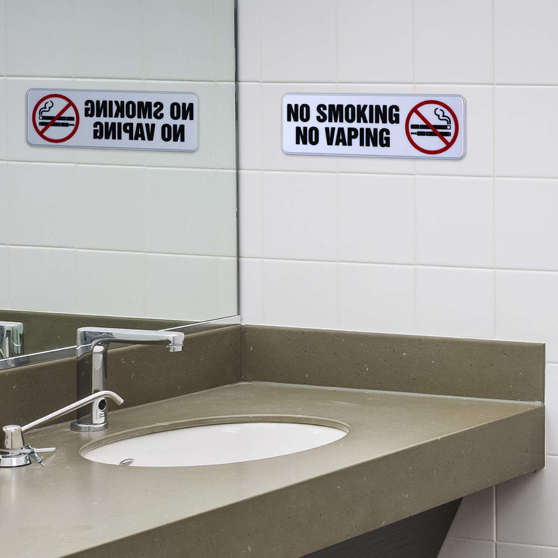 No Smoking No Vaping Sign: Indoor Outdoor No Smoking Warning. 9 x 3 Inches, Pack of 4