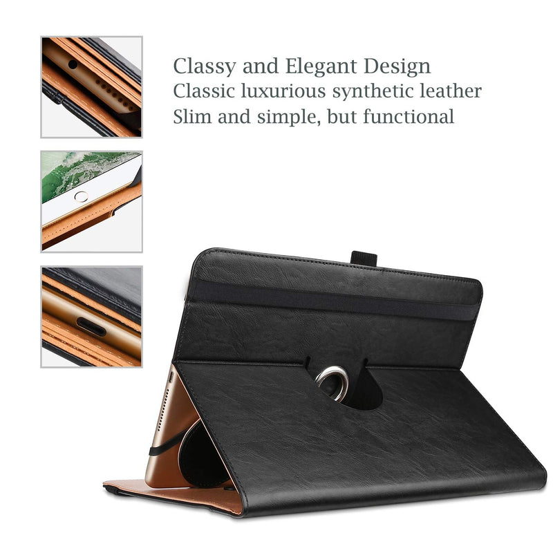 ProCase 9"-10.1" Inch Universal Tablet Case, Protective Cover Stand Folio Case for 9 10 10.1 Inch Android Touchscreen Tablet, with 360 Degree Rotatable Kickstand and Multiple Viewing Angles -Black 9-10.1 in Black