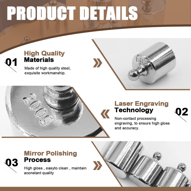 Wokape 16Pcs 10 Sizes 10g 20g 50g 100g 200g Precision Steel Scale Calibration Weight Kit Test Weights Kits with Tweezers and Chip Calibration Weights for Digital Balance Scale Laboratory 500g + Chip Calibration Weights Kit