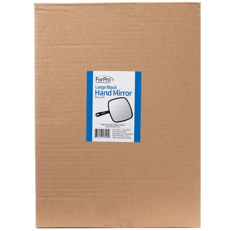 ForPro Large Hand Mirror, Multi-Purpose Mirror with Distortion-Free Reflection, Black, 9” W x 12” L 9x12 Inch (Pack of 1)