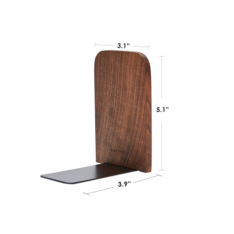 Pandapark Wood Bookends,Pack of 1 Pair,Non-Skid,Black Walnut,Office Book Stand (Black Walnut-A) Black Walnut-a