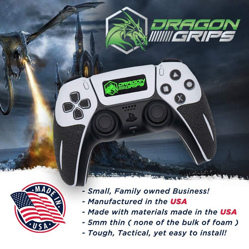 Dragon Grips Controller Grips for PS5 Controllers Textured Skin kit for Playstation 5 Dualsense. Haptic Compatible Gaming Controller Grip Skins for Buttons, triggers, D-pad Black 22 pcs (Single Unit) Single Unit