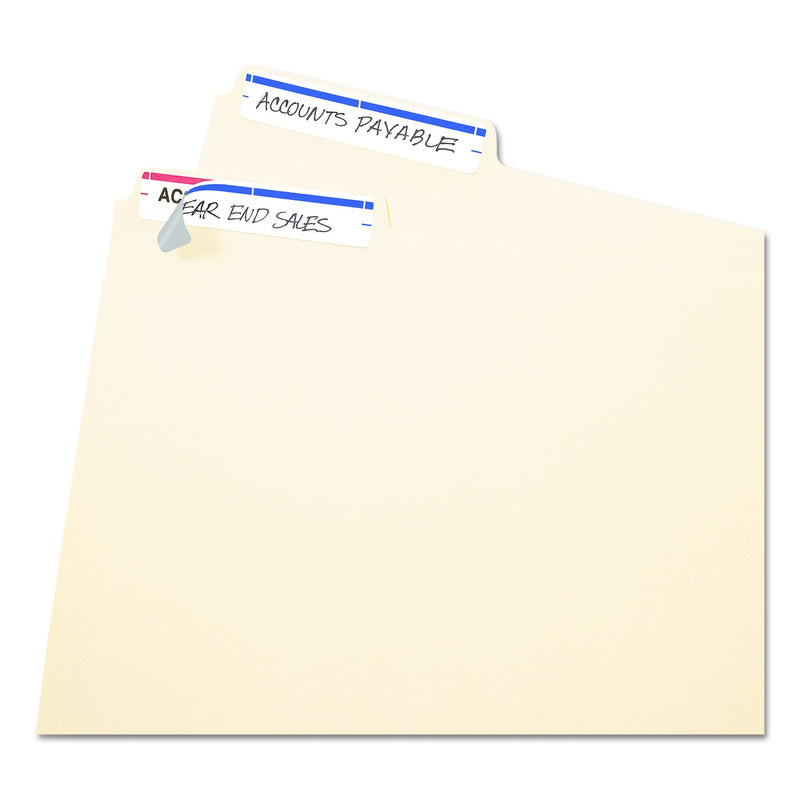 Avery 05200 Print or Write File Folder Labels, 11/16 x 3 7/16, White/Dark Blue Bar (Pack of 252)