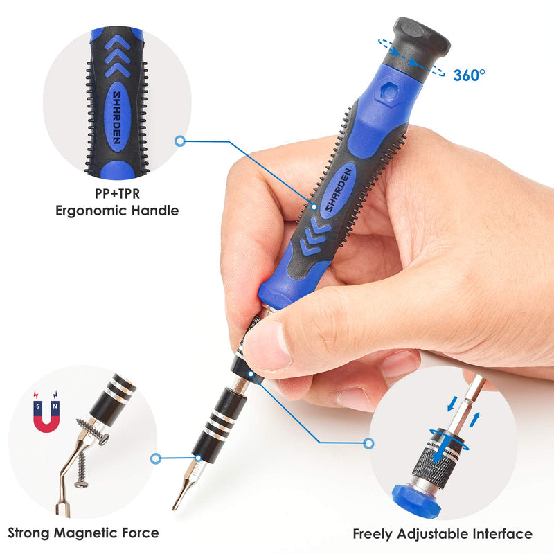 SHARDEN Precision Screwdriver Set, 124 in 1 with 110 Bits Magnetic Screwdriver Kit, Professional Electronics Repair Tool Kit for Tablet, Computer, Laptop, PS4, PC, iPhone, Xbox, Game Console (Blue) Blue