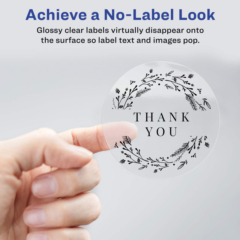 Avery Printable Round Labels with Sure Feed, 2" Diameter, Glossy Clear, 120 Customizable Labels (22825)