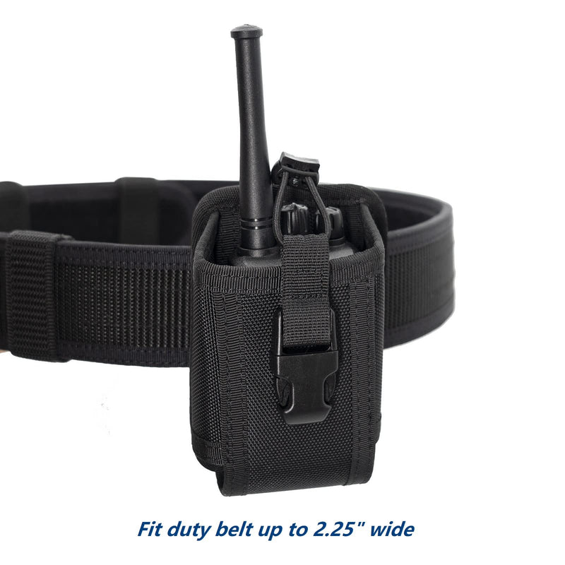 TACNEX Universal Radio Holster Tactical Radio Holder Elastic Walkie Talkies Pouch Two Ways Radio Nylon Case w/ MOLLE Strap Duty Belt Clip for Police Leo Security Firefighter Rescue EMS EMT Military Black Full Nylon Construction