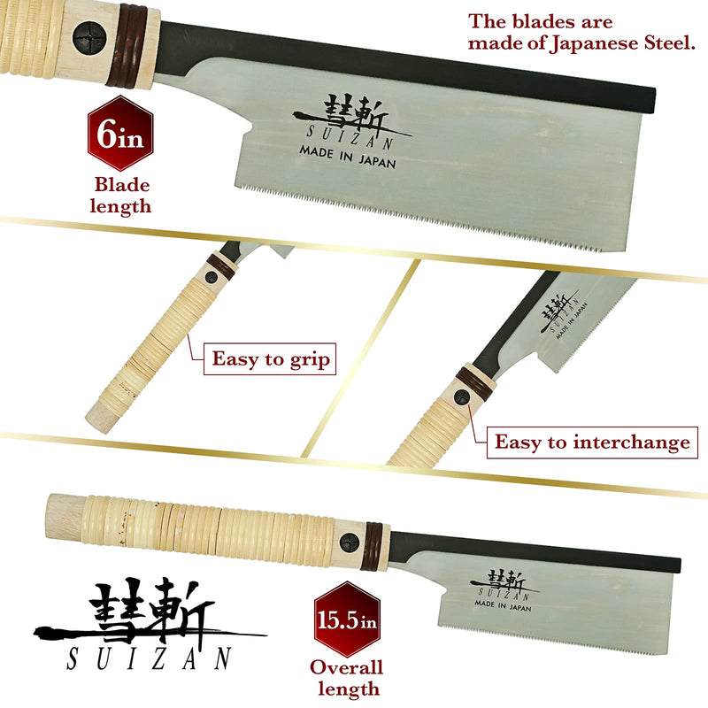 SUIZAN Japanese Dozuki Dovetail Hand Saw 6 Inch Pull Saw Tenon Saw for woodworking Japanese Dozuki Saw 150mm