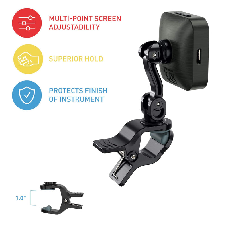 KLIQ EcoTuner - USB Rechargeable Clip-On Tuner (with included charging cable) - with Guitar, Ukulele, Violin, Bass & Chromatic Tuning Modes (also for Mandolin and Banjo)