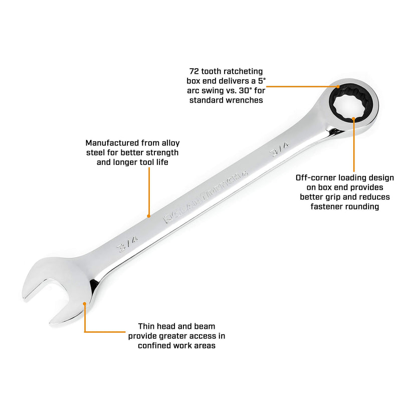 GEARWRENCH 12 Pt. Ratcheting Combination Wrench, 18mm - 9118D