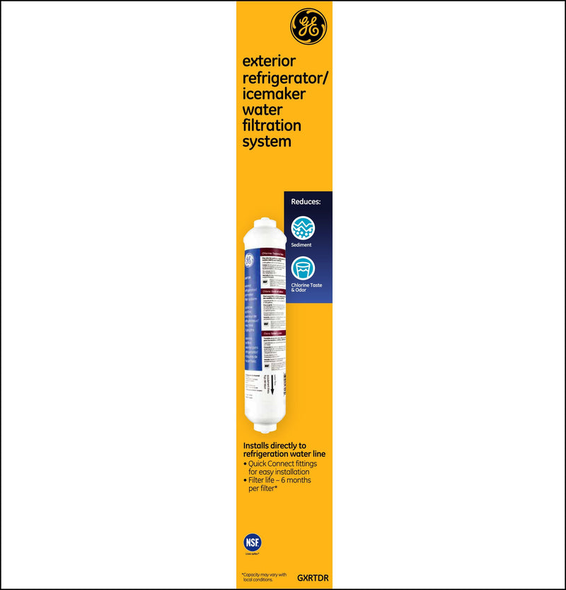 GE GXRTDR Exterior Refrigerator/Icemaker Filtration System, White,2.10 x 2.20 x 12.70 inches