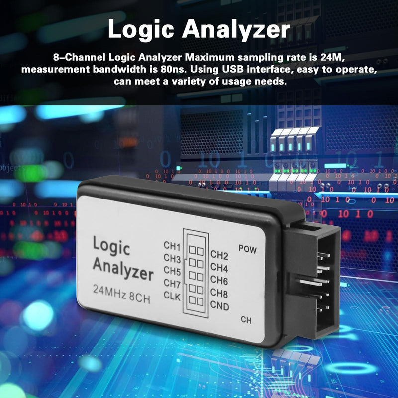 APKLVSR Logic Analyzer 8 CH, USB Logic Analyzer Device with USB Cable, 24MHz 8CH Logic Analyzer 8-Channel UART IIC SPI Debug Compatible with Arduino