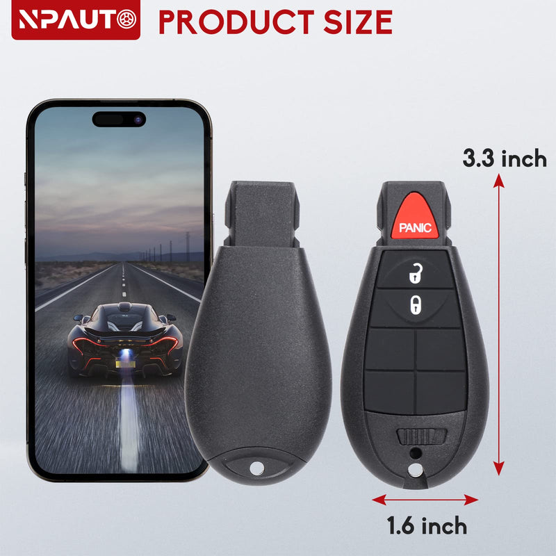 NPAUTO Key Fob Replacement for Dodge Ram 1500 2013-2021 | Ram 2500 3500 4500 5500 2013 2014 2015 2016 2017 2018 Pickup Truck Keyless Entry Remote Control Key Fobs (GQ4-53T, 3 Buttons, 433 MHz, 2-Pack)