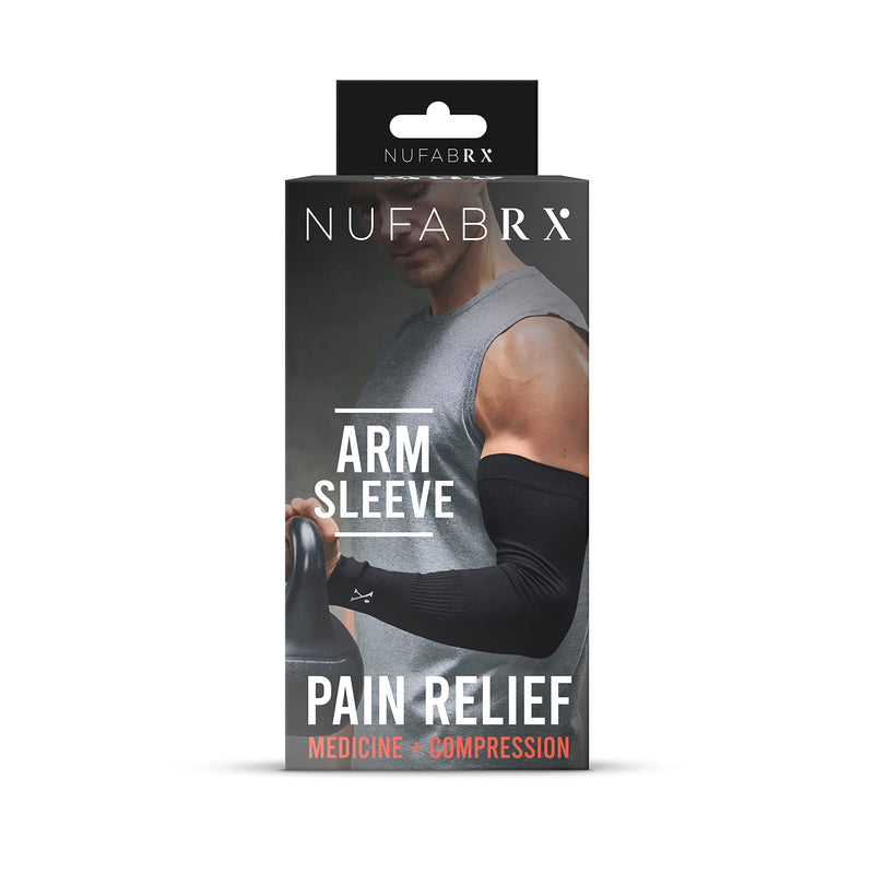 NUFABRX Pain Relieving Arm Compression Sleeve for Men & Women | Full Arm Cover and Elbow Brace | All Day Relief Against Arthritis Tendonitis and Tennis Elbow | One Size Fits All