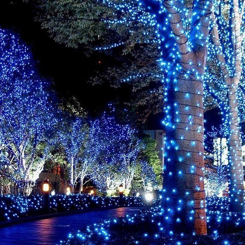 HOME LIGHTING 66ft Christmas Decorative Mini Lights, 200 LED Green Wire Fairy Starry String Lights Plug in, 8 Lighting Modes, for Indoor Outdoor Xmas Tree Wedding Party Decoration (Blue) Blue