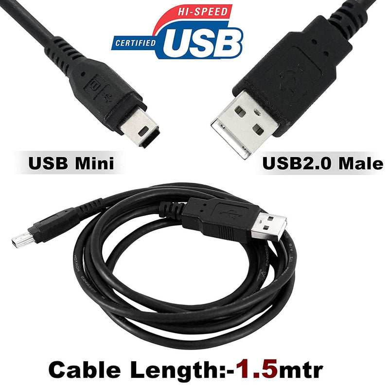 SaiTech IT 4 Pack USB 2.0 A to Mini 5 pin B Cable for External HDDS/Camera/Card Readers/ MP3 Player/ PS3 Controller/GPS Receiver (150cm - 5Feet - 1.5M) -Black