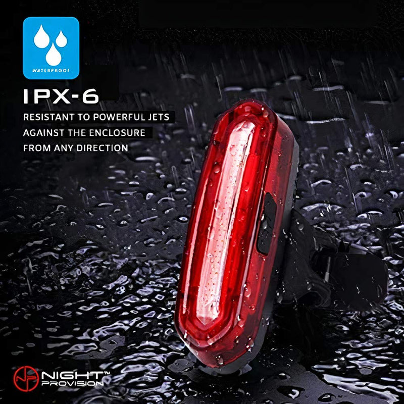 NP NIGHT PROVISION DUO-120 Red/White Strobe Back Rear Bike Light USB Rechargeable COB LED Lights PSR-120 Police Patrol Red/Blue Strobe Safety Warning Firefighter Police DUO-120: RED & WHITE LED (RED CASE)