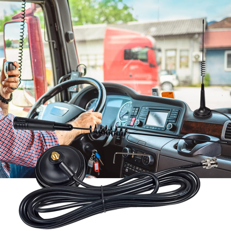 HYS 27Mhz Magnet Mount Stainless Steel CB Antenna, HT Antennas W/13ft Low-Loss RG58U coaxial Cable, BNC Connector for CB Handheld/Portable Radio Compatible with Cobra Midland Uniden Anytone CB Radio