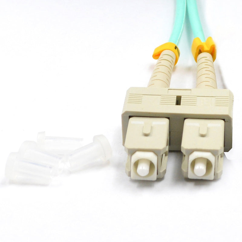 CableJoy LC-SC 10GB 50/125 OM3 Duplex Multimode PVC Fiber Optic Cable, Aqua (3 Meter) LC to SC 3 m