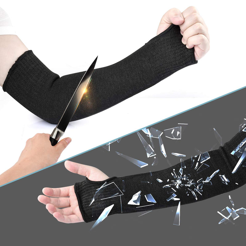 Arm Protectors Cut Heat Resistant Sleeve,Burn Resistant Anti Abrasion Safety Arm Guard for Garden Kitchen Farm 1 Pair Black With Thumb Hole