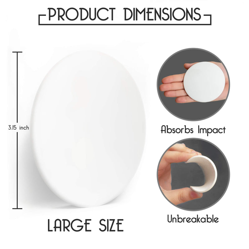Door Stopper Wall Protector Large 3.15" with Strong 3M Adhesive - Quiet and Shock Absorbent Silicone Wall Protectors from Door Knobs (3 PCS) - Discreet Door Stop to Protect Every Wall Surface Large Size 3.15" (3 PCS)