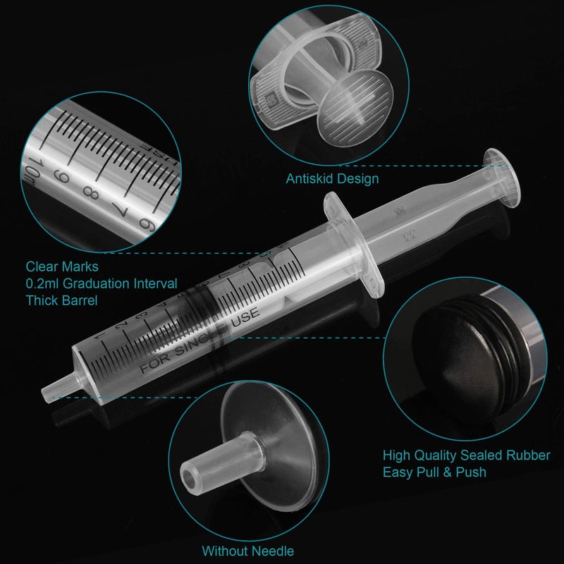 10 Pack 10ml/cc Plastic Syringe Liquid Measuring Syringe Tools Individually Sealed with Measurement for Scientific Labs, Measuring Liquids, Feeding Pets, Medical Student, Oil or Glue Applicator (10ML)