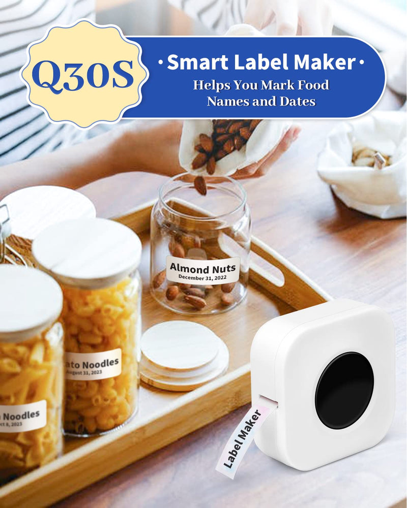 Label Makers-Phomemo Q30S Mini Label Maker Machine Bluetooth Portable Label Printer Wireless, Handheld Labeler, Easy-to-use for Labelling,Compatible with iOS&Android, White