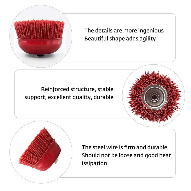 Domisyee 120mm Nylon Cup Brush for Angle Grinder and Drill, M14 Internal Thread, for effective removal of rust, corrosion, paint, scale and metal polishing cleaning
