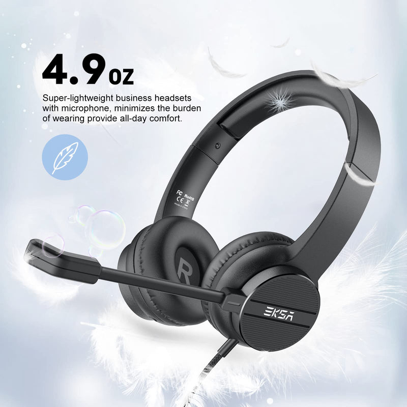 Headsets with Microphone for Laptop, 3.5mm Wired Computer Headset Super-Lightweight Noise Cancelling Headphones with in-line Control Volume & Mute, PC Headset Perfect for Classroom, Home or Office