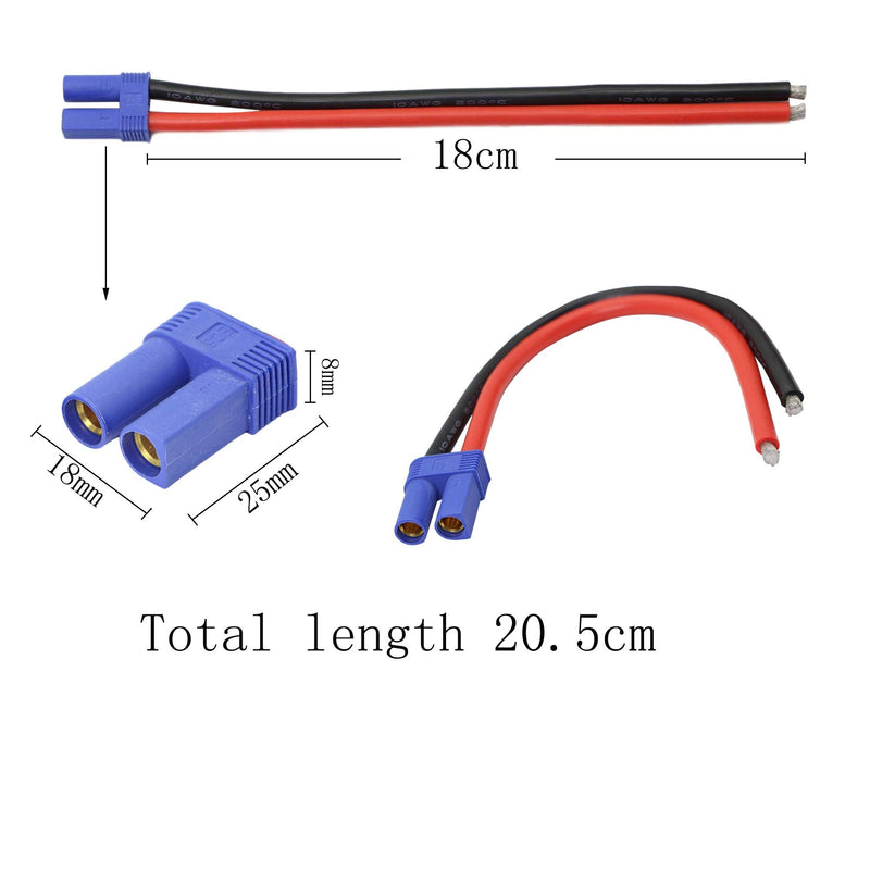 EC5 Female Banana Connector with 10awg Silicone Wire 18cm (Pack of 2)