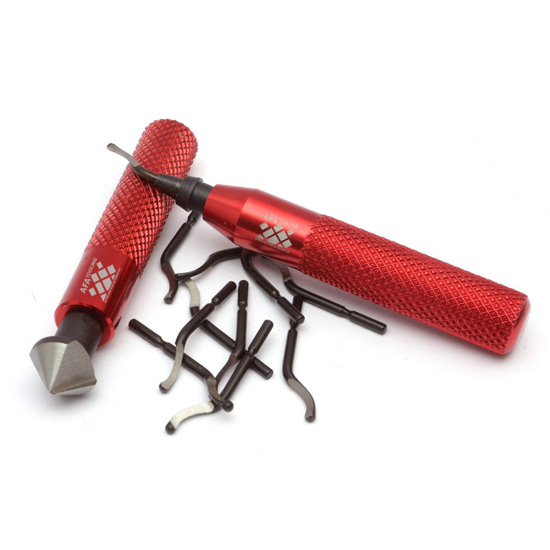 AFA Tooling Deburring Tool with 10 High-Speed Steel Rotary Burr Removal Blades and Countersink Hand Reamer 3