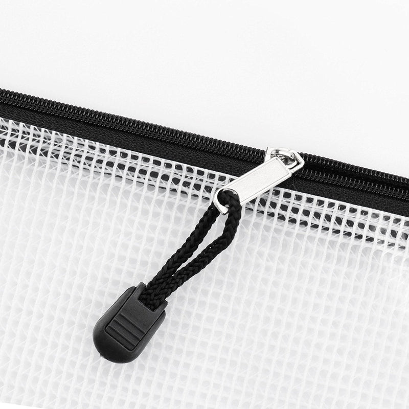 OAIMYY A3-Waterproof Tear-Resistant Plastic Zipper Pen File Document Folders Pockets Travel Bags,6-Pcs,Black
