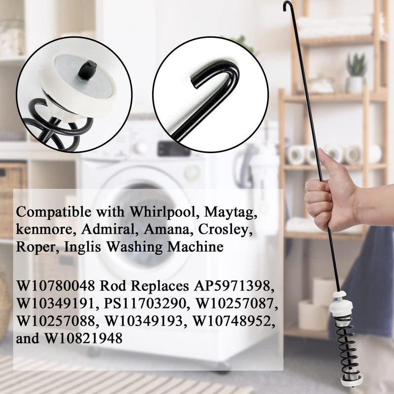 Funmit Updated W10780048 Washer Suspension Rod Kit - Compatible with Whirlpool Kenmore Amana Maytag Washing Machine - Length in 23.6" (Package Includes 4 Suspension Rods and Ball Cups)