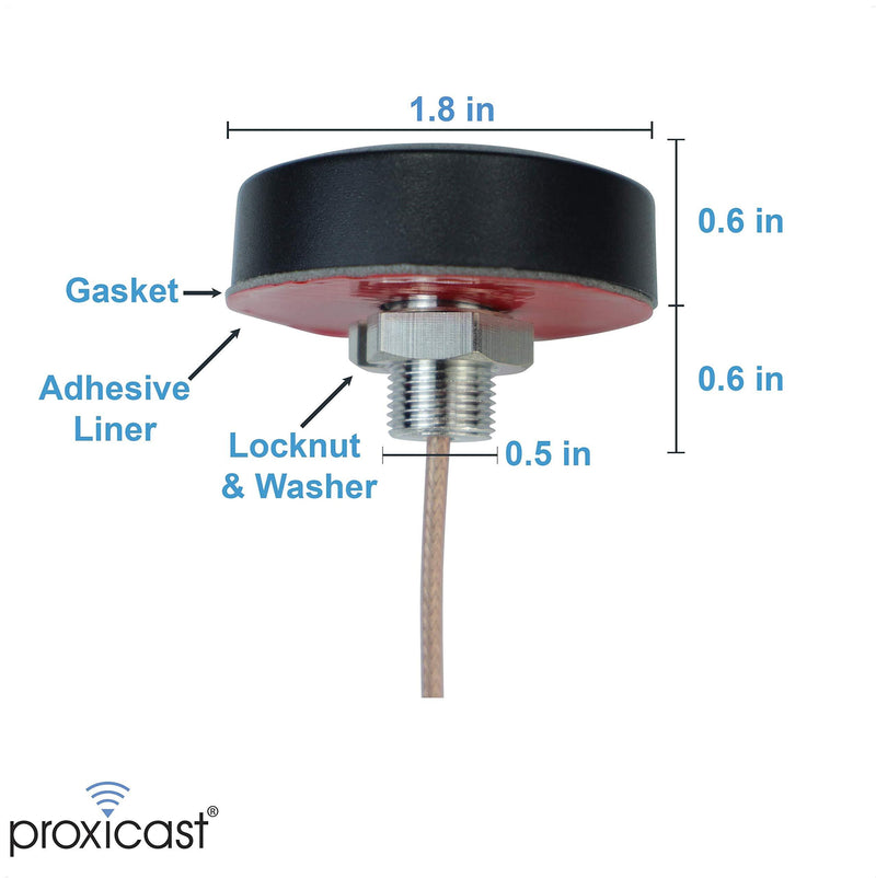 Proxicast Ultra Low-Profile WiFi Omni-Directional 2 dBi Screw-Mount Antenna for 2.4/5.8 GHz Systems (2 Pack) 2 Pack