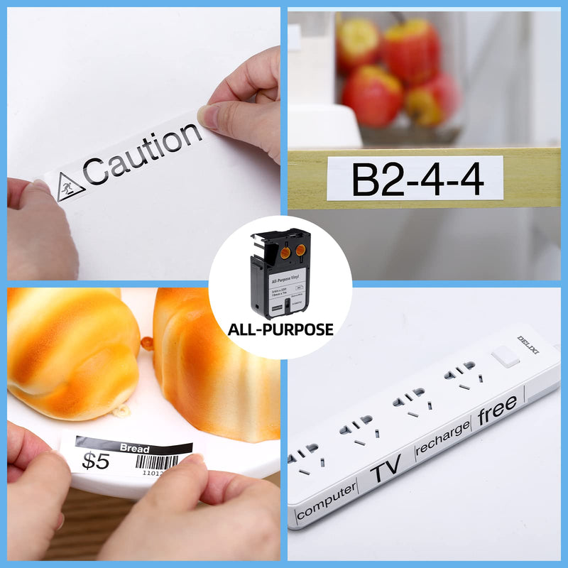 Compatible for DYMO XTL 1868752 All-Purpose Labels, 3/4" for Dymo XTL 300 XTL 500 Label Maker, Black on White 19mm x 7m Vinyl Label Tape 1