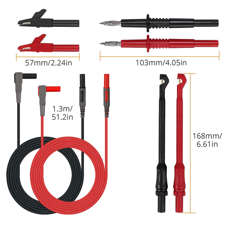 Neoteck Multimeter Test Leads Test Tips Automotive Test Lead Kit with Broken Wire-Free Test Hook Insulation Wire Piercing Clip Test Probe 4mm Socket Automotive Test Leads