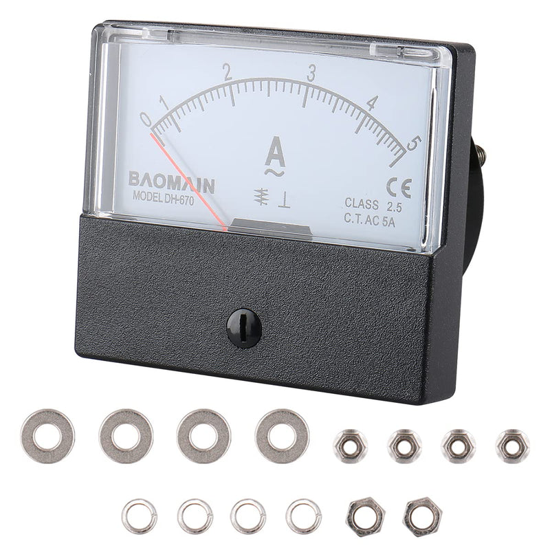 Baomain Ammeter DH-670 AC 0-5A Rectangular Ampere Needle Panel Meter Gauge Amperemeter