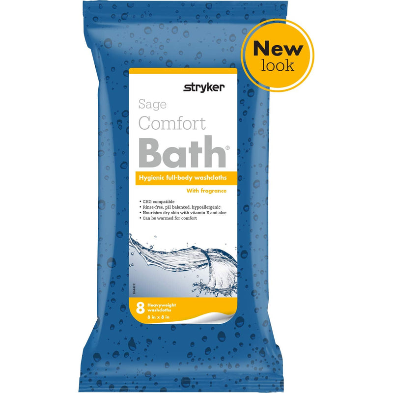 Comfort Bath® Cleansing Washcloths - 1 Package, 8 Cloths - No Rinse Bathing Wipes, Ultra-Soft and Thick Heavyweight Cloth, Light Fragrance