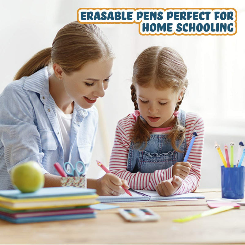 BUNMO Erasable Pens - Cute Kawaii Accessories - 12 Ink Pens Include 12 Extra Ink Refills. Cute Pens Make Great School Supplies or Office Supplies