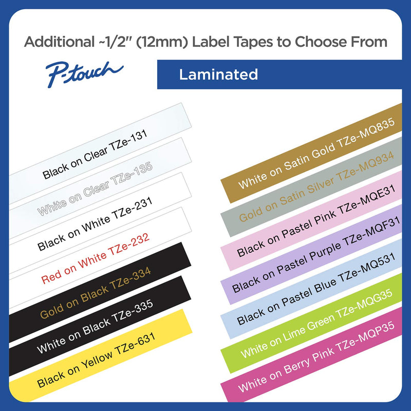 Brother P-touch TZe-M31 Black Print on Premium Matte Clear Laminated Tape 12mm (0.47”) wide x 8m (26.2’) long, TZEM31 Black on Matte Clear TZe Tape